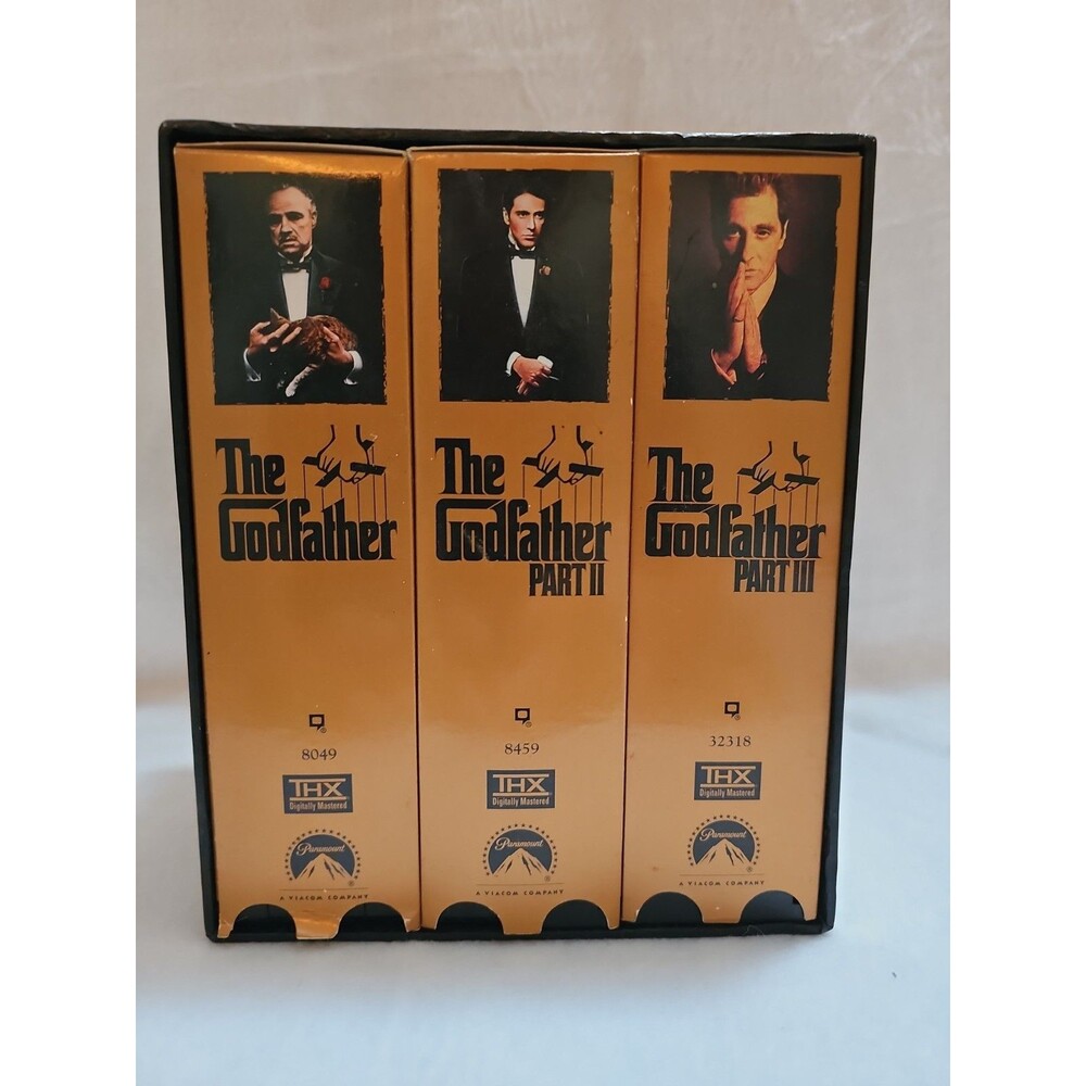 The Godfather Trilogy I II III VHS Marlon Brando Al Pacino. Mob Fare. 6 Tape Set